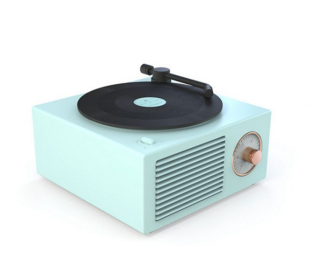 Retro Vinyl Wireless Bluetooth Small Sound Speaker (Color: Blue)