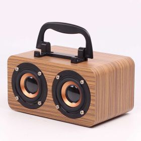 Wooden Wireless Bluetooth Speaker Portable Outdoor (Option: Yellow wood grain-USB)