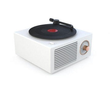 Retro Vinyl Wireless Bluetooth Small Sound Speaker (Color: White)